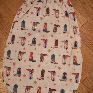 Avery Cream Skirt with Multicolor Cowboy Boot Print